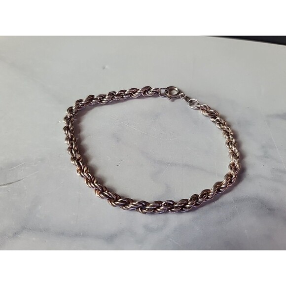 Italian 925 Sterling Silver Chain Bracelet Vintage - Picture 5 of 10